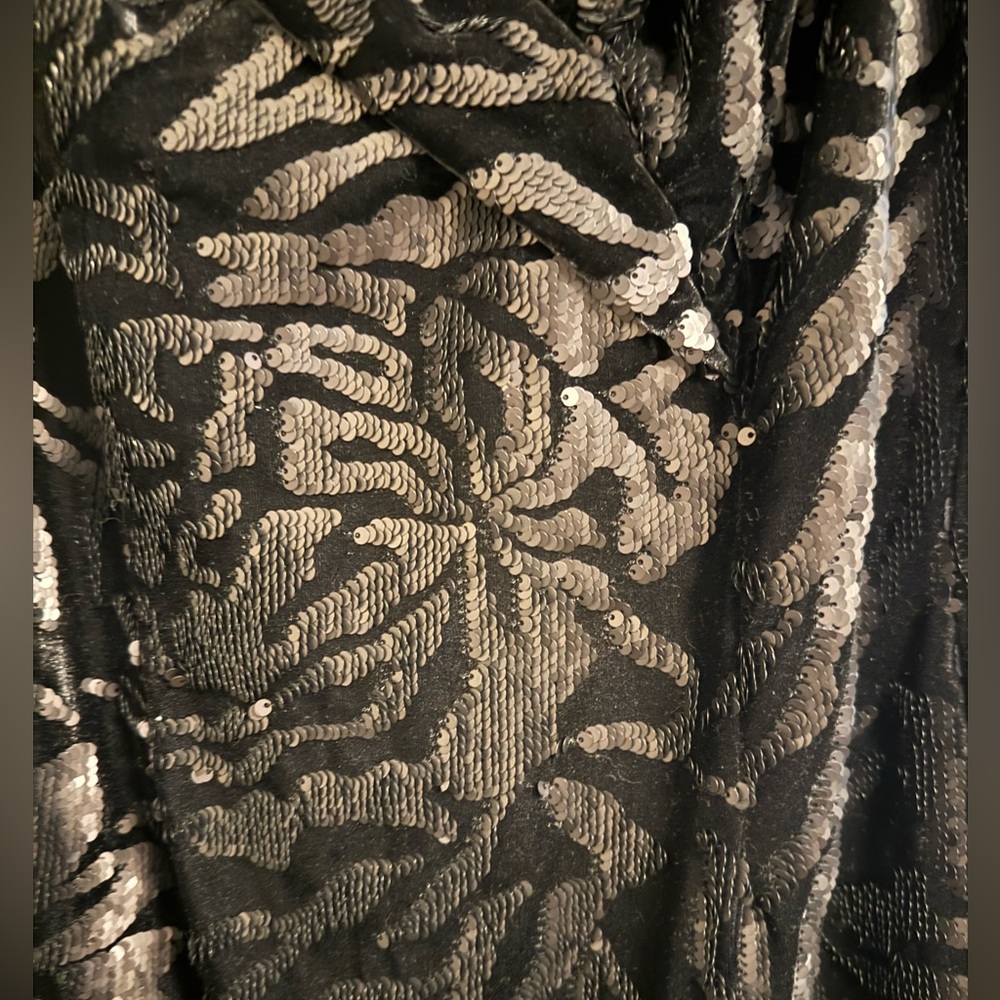 Bardot Cocktail Dress Sequins & Velvet, Off the Shoulder, Midi length, Black - Picture 6 of 8
